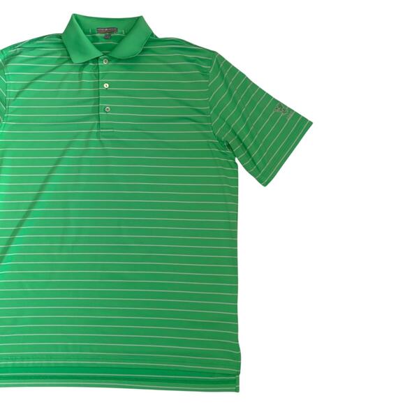 Peter Millar Men's Sz L Summer Comfort Short Sleeve Striped 1945 Logo Polo Shirt - Picture 8 of 14